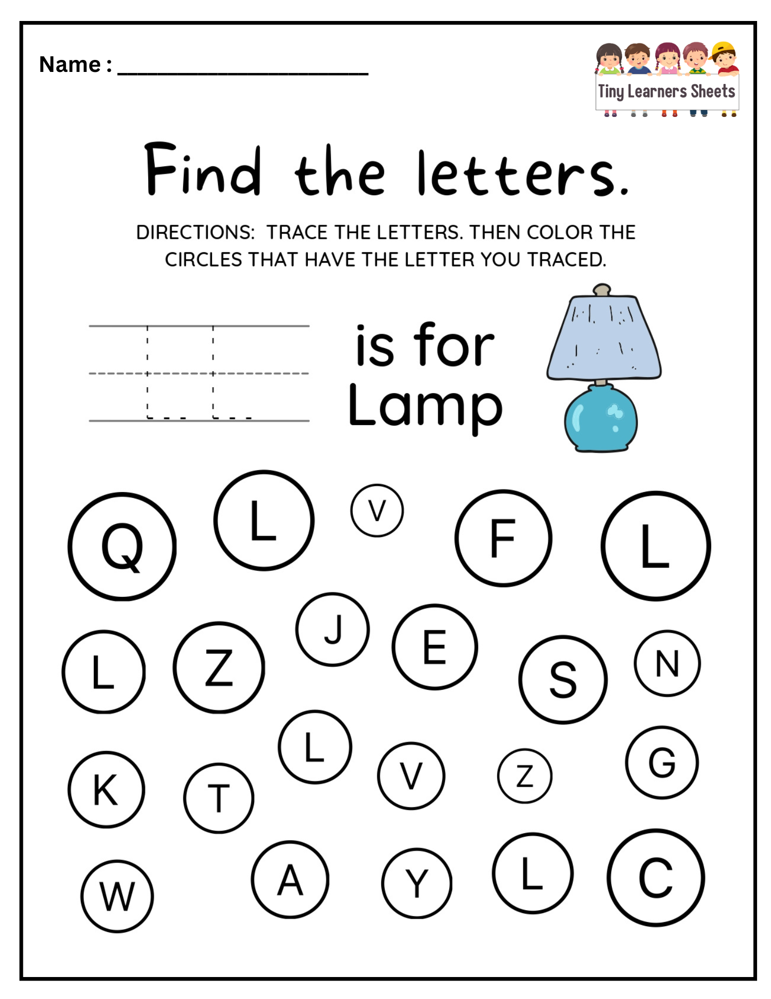 Find Letter L worksheet